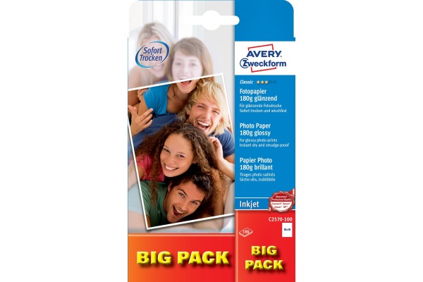 AVERY ZWECKFORM InkJet Photo Paper 10x15cm C2570-100 180g classic 100 Blatt