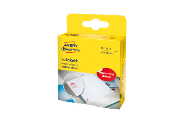 AVERY ZWECKFORM Klebepunkte photo 12x12mm 3516 im Spender, perm. 400 Stück
