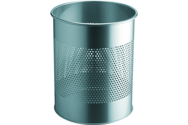DURABLE Papierkorb rund 15L/P165mm 331023 silber, Stahl 315x260mm