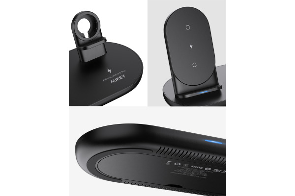 AUKEY Aircore3in1Charging Station LCA3ABK Wireless, Qi, QC, black
