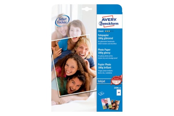 AVERY ZWECKFORM Classic InkJet Photo Papier A4 2496-50 180g 50 Blatt