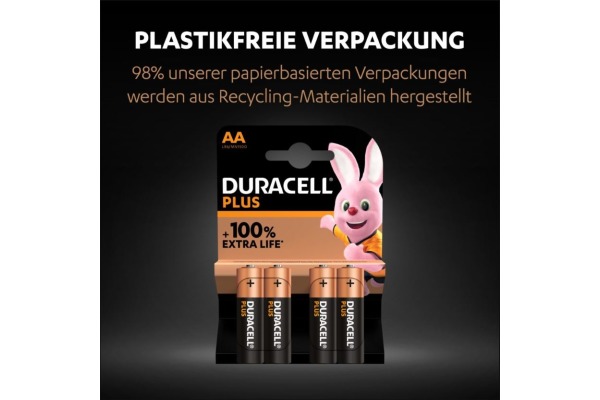 DURACELL Batterie Plus Power MN1500 AA, LR6, 1.5V 4 Stück