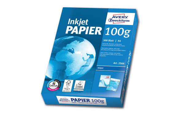 AVERY ZWECKFORM InkJet-Papier A4 2566Z 100g, weiss 500 Blatt