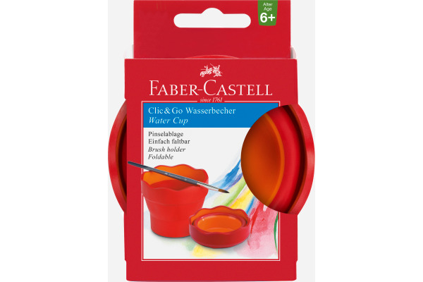 FABER-CASTELL Wasserbecher CLIC & GO 181517 rot, für Pinsel