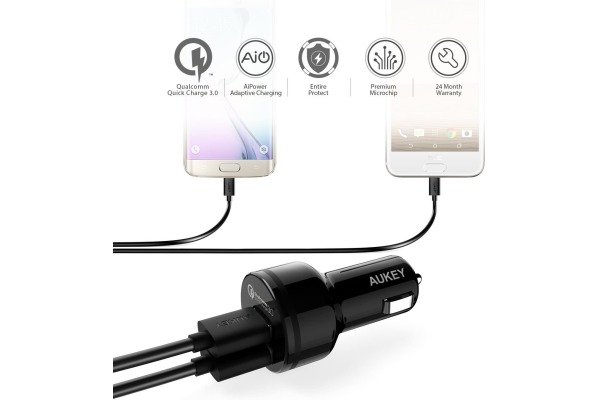 AUKEY Expedition CarCharger36W bl. CC-T8 2-Port,USB-type A, PD, QC3