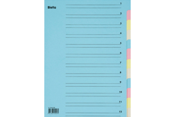 BIELLA Fächermappe A4 32641200U Karton, farbig 12 Fächer