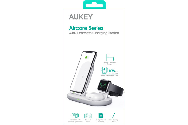 AUKEY Aircore3in1Charging Station LC-A3-WT Wireless, Qi, QC, white