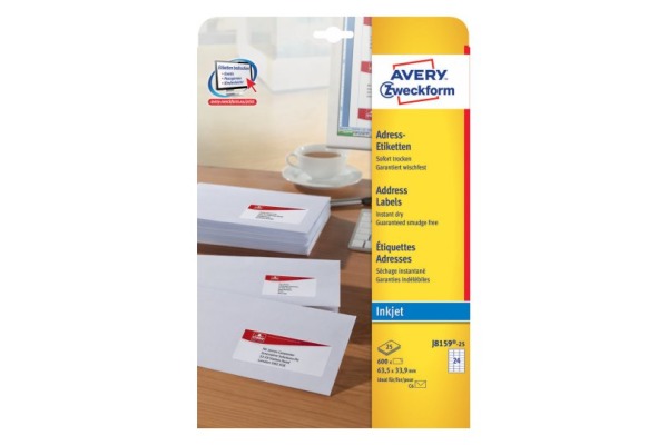 AVERY ZWECKFORM Adressetiketten 63.5x33.9mm J8159-25 weiss 25Bl./24St.