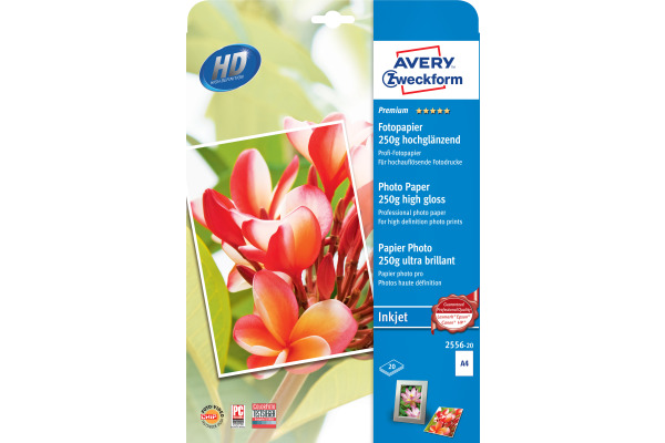 AVERY ZWECKFORM Superior InkJet Photo Paper A4 2556-20 250g 20 Blatt