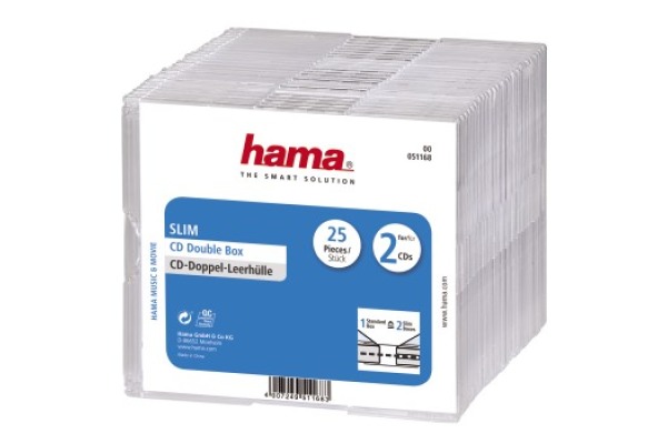 HAMA CD Leerhülle Slim Double 51168 25-er Pack transparent