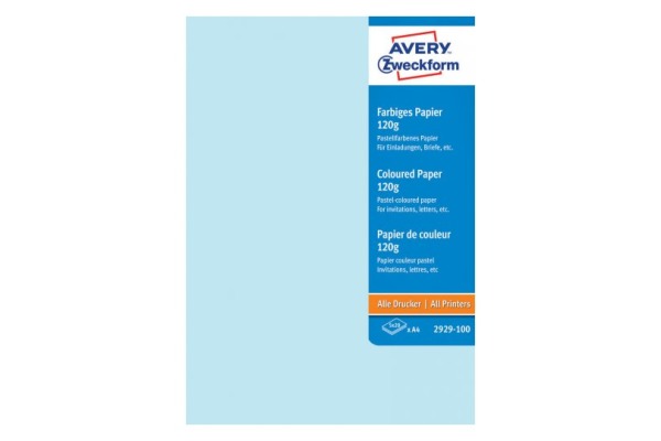 AVERY ZWECKFORM Papier 5 Farben A4 2929-100 120g 100 Blatt